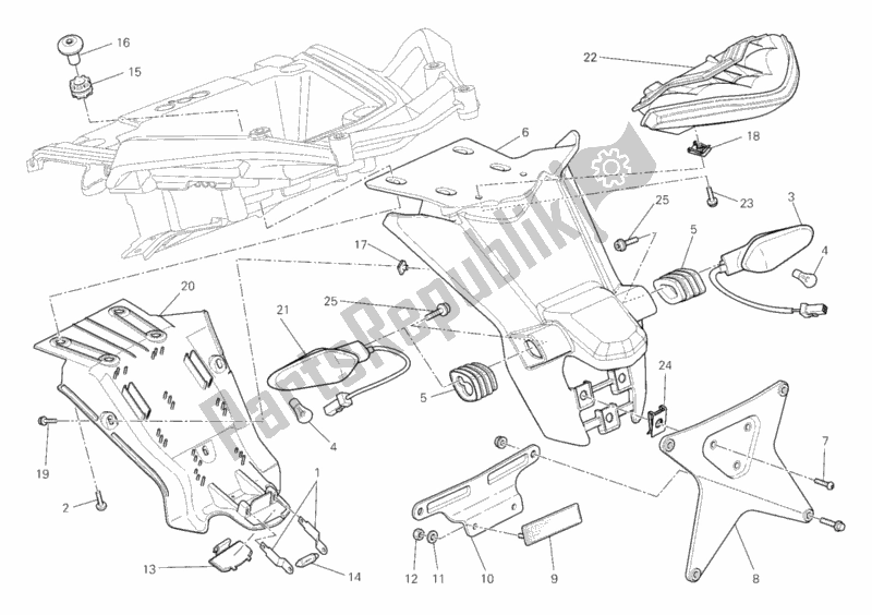 Tutte le parti per il Portatarga - Fanale Posteriore del Ducati Multistrada 1200 S ABS 2010